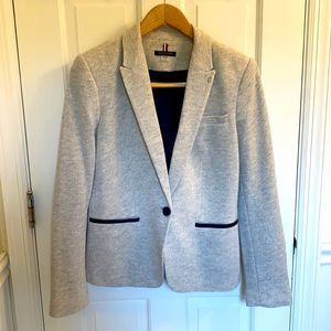 Grey Jersey Lined Blazer with Navy Elbow Patches